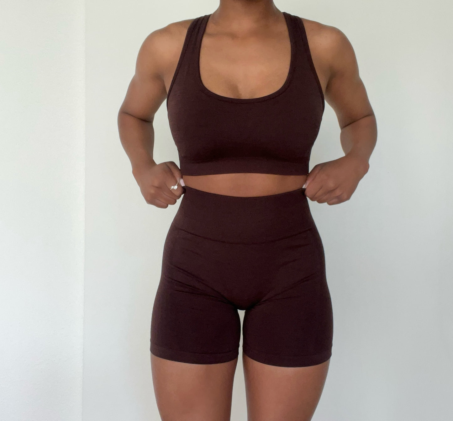 Dark Brown Shorts 2 Pc Set